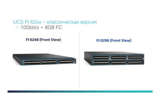 12
FI 6248 (Front View) FI 6296 (Front View)
UCS FI 62хх – классическая версия
- 10Gbit/s + 8GB FC
 