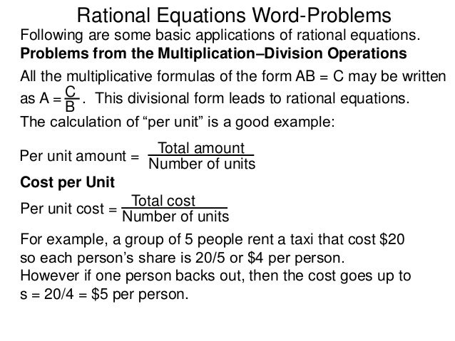 2 5 Rational Equations Word Problems