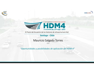 Mauricio Salgado Torres
ICH
“Oportunidades y posibilidades de aplicación del HDM-4”
 
