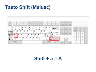 Tasto Shift (Maiusc)




            Shift + a = A
 