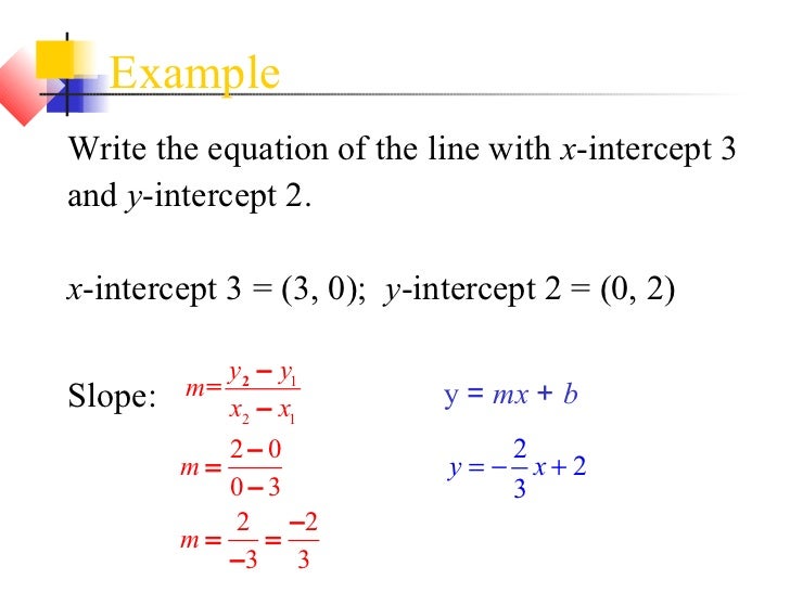 how to write an equation using x and y intercepts