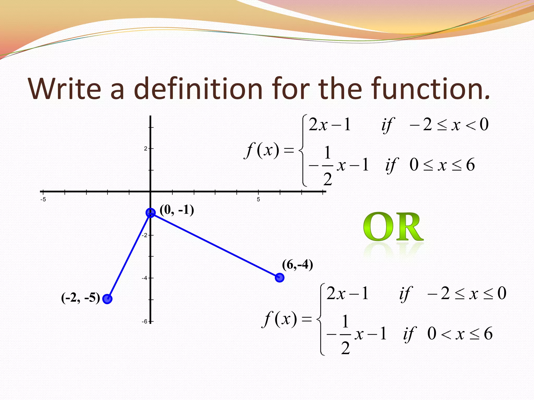 Write a definition for the function.or