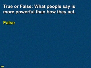 True or False: What people say is
  more powerful than how they act.

  False




134
 