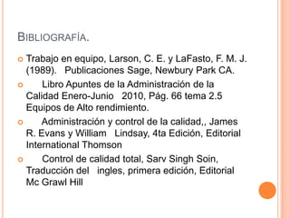 Búsqueda de la excelencia.Celebración de los logros.Involucrar a todas las personas relevantes.Equipos multidisciplinarios para problemas multidisciplinarios. 