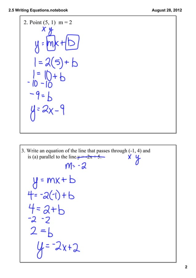 2.5 writing linear equations | PDF