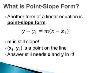 Point Slope Form Of A Linear Equation