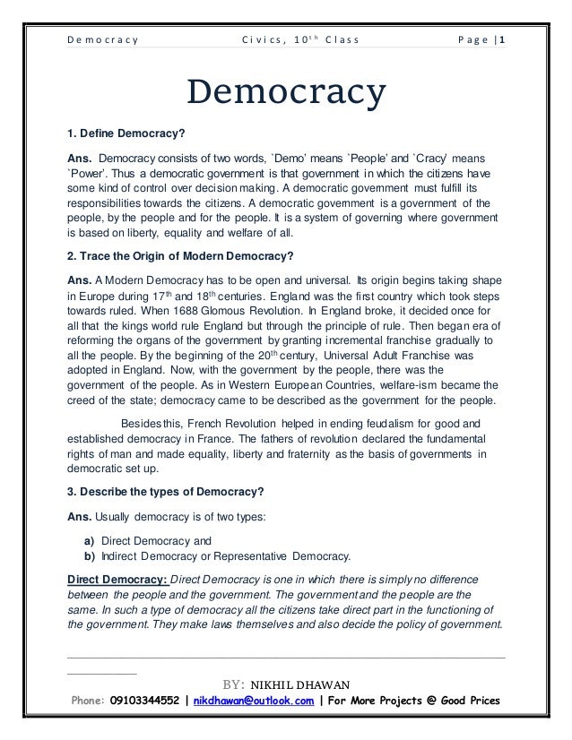 democracy essay 10 lines