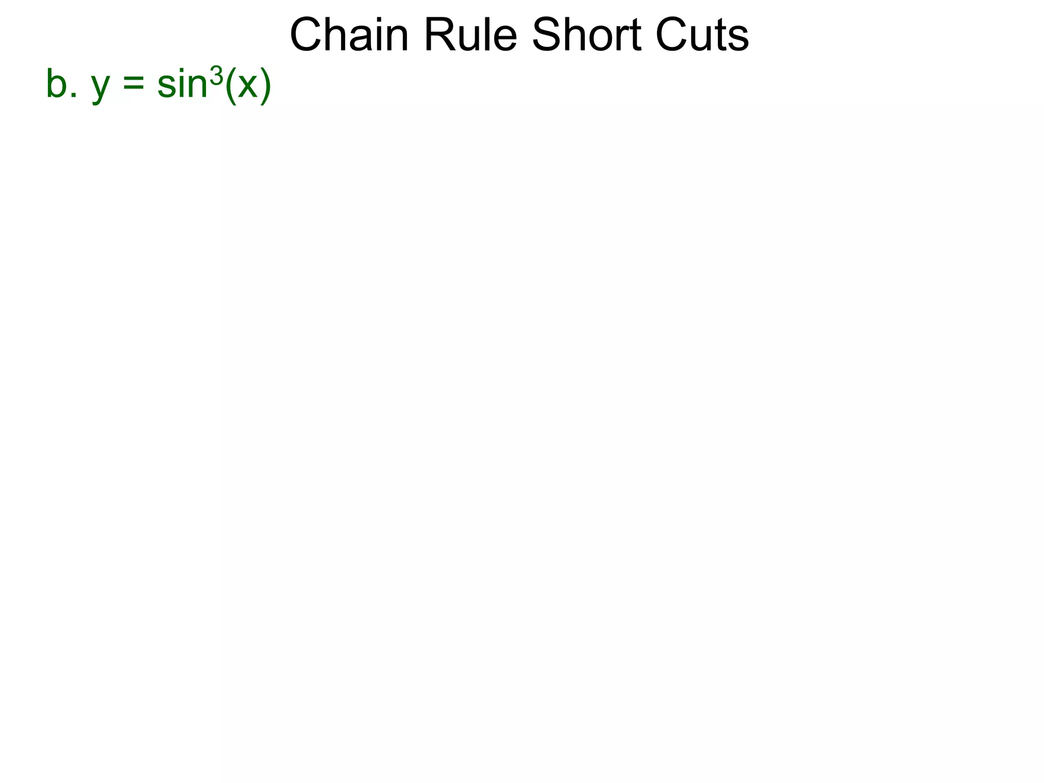 Chain Rule Short Cuts 
b. y = sin3(x) 
 