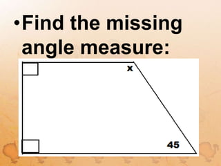 Find the missing angle measure: