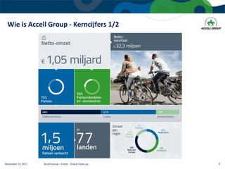 Wie is Accell Group - Kerncijfers 1/2
November 14, 2017 Accell Group – Finext - Oracle Close-up 4
 