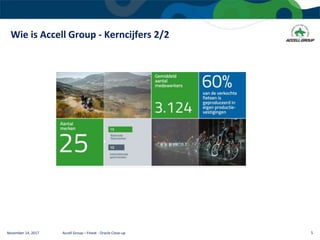 Wie is Accell Group - Kerncijfers 2/2
November 14, 2017 Accell Group – Finext - Oracle Close-up 5
 