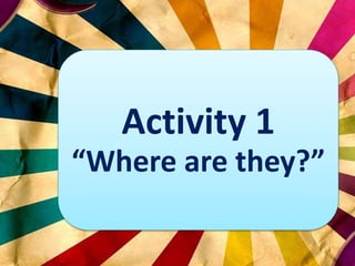 Activity 1
“Where are they?”
 