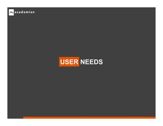 USER NEEDS
 