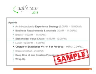 29
 Customer Experience Vision For Product (1:00PM- 2:30PM)
 