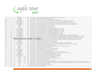 41
“As an end user, I can…
 