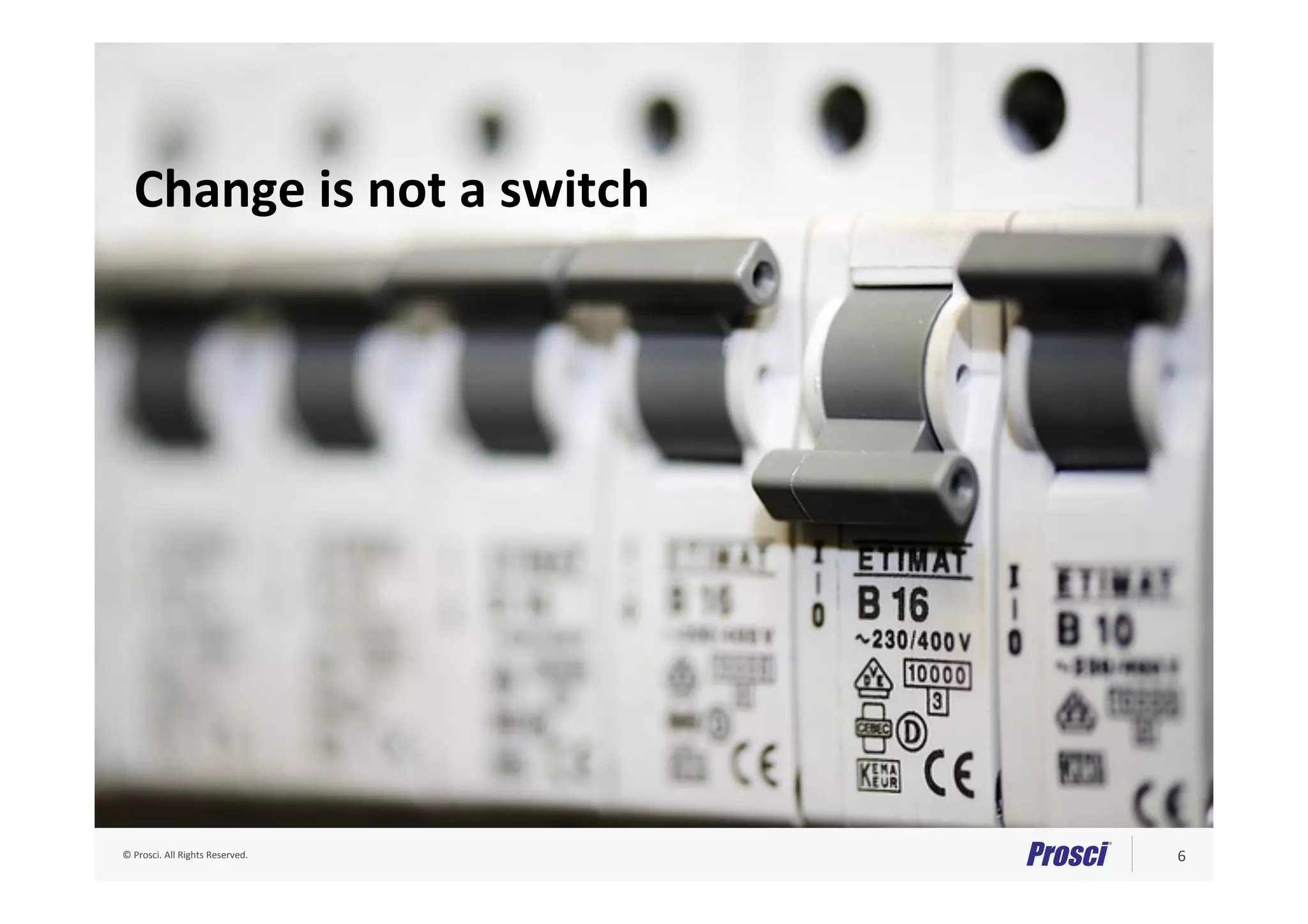 ©	Prosci.	All	Rights	Reserved.	 6	
Change	is	not	a	switch	
 