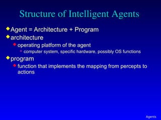 System Agent Structure Function Agents chapter of Artificial intelligence | PPT
