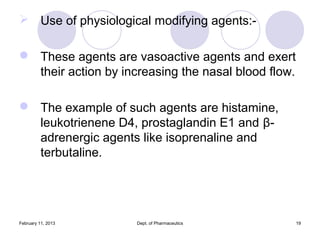  Use of physiological modifying agents:-

 These agents are vasoactive agents and exert
  their action by increasing the...