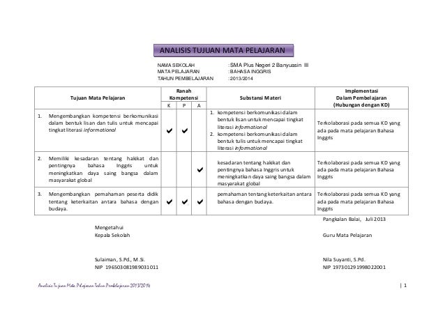 2 Analisis Tujuan Mata Pelajaran