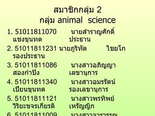 องค์กร  สมาชิกกลุ่ม 2กลุ่ม Animal  Science