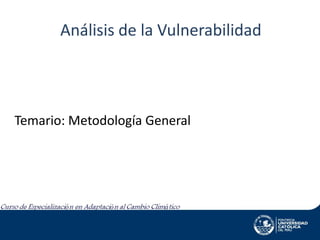 Análisis de la Vulnerabilidad

Temario: Metodología General

 