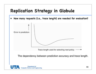 Replication Strategy in Globule
44
The dependency between prediction accuracy and trace length.
• How many requests (i.e., trace length) are needed for evaluation?
 