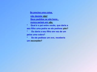 Obs.:     *   Jesus entrou num povoado.                            *    hospedou-o em sua casa.                            *    Ela tinha uma irmã chamada Maria.                            *    Esta, assentada aos pés do Senhor,                             escutava sua palavra.                            *    Marta, absorvida pelas muitas preo-                            cupações,                            *    aproximou-se                            *    e disse: “O Senhor não se incomoda que                            minha irmã                            *    me deixe sozinha no serviço?                            *    Em resposta,o Senhor lhe disse:                            *    e preocupada com muita coisa;*Maria es-                            colheu a melhor parte,                                *    e essa não lhe será tirada”.