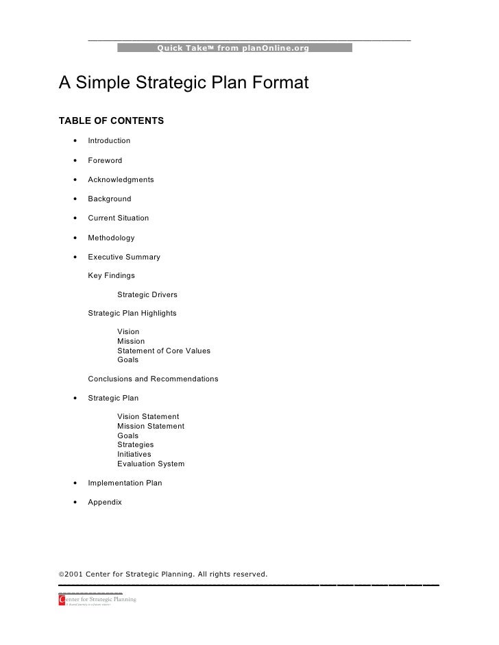 2 a strategic plan format