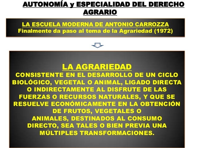 Autonomía del Derecho Agrario, Escuelas e Instituciones