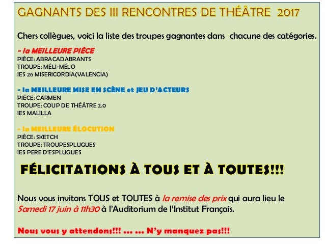 2 Avis Gagnants Iii Ren Contres Theatre 2017