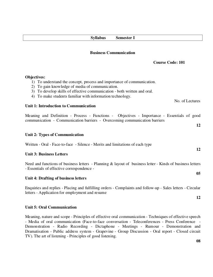 4 Syllabus Semester I Business