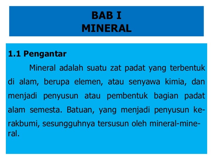 2 Bab I Mineral Dan Sumber Daya Mineral Dan Klasifikasinya