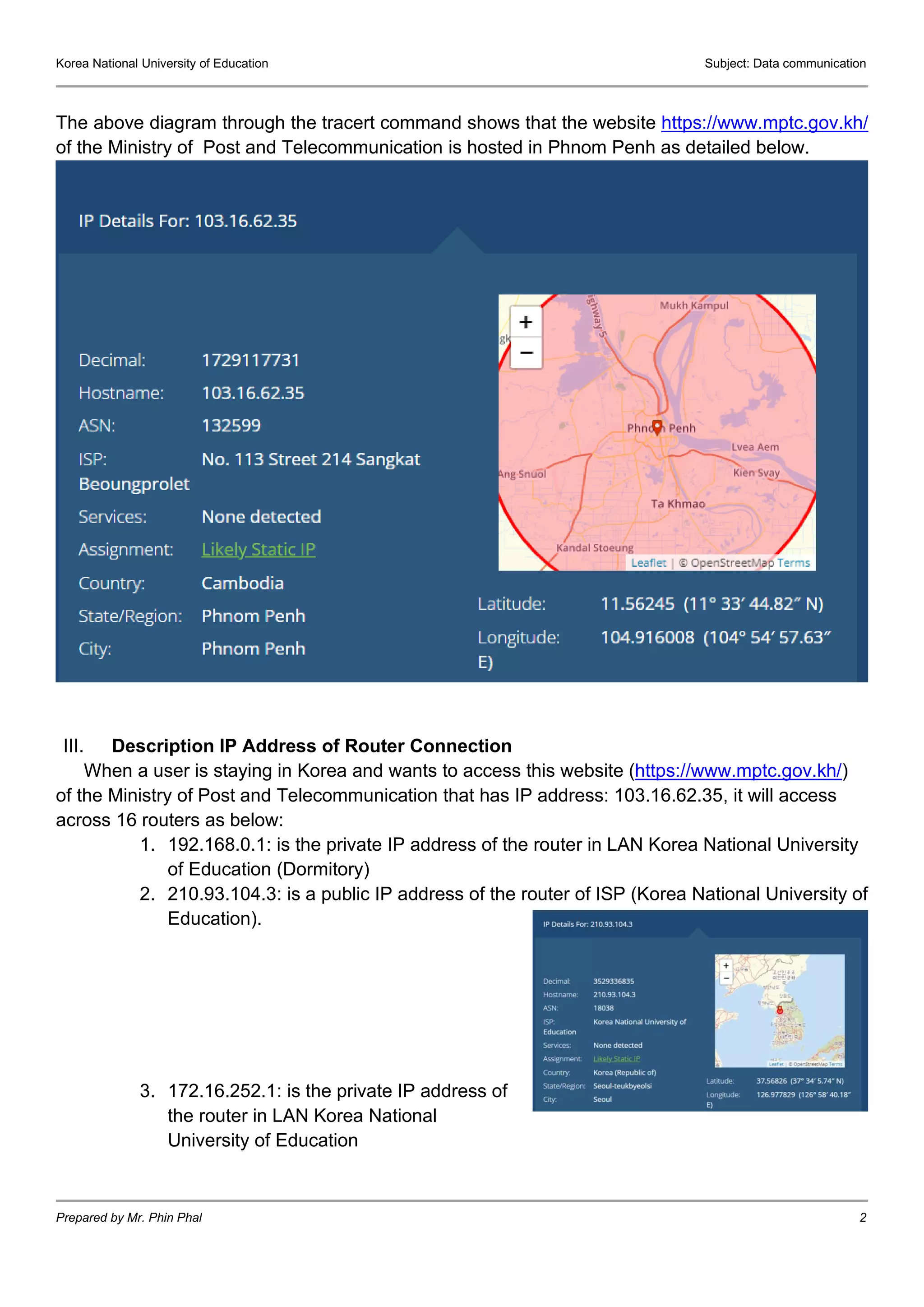 2-Brief Router Connection of Ministry of Post and Telecommunication ...
