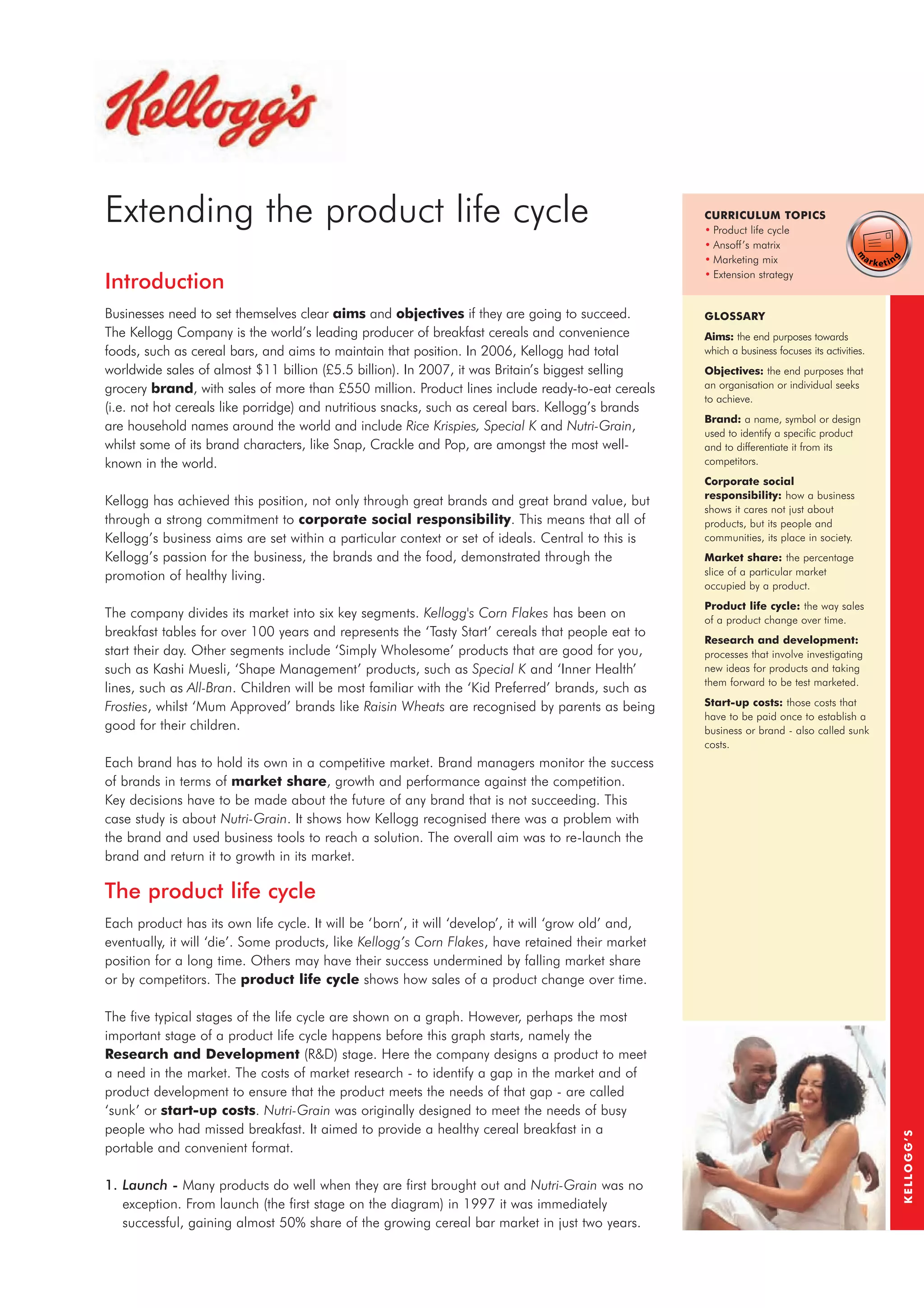 Kellogs Extending the product life cycle case study PDF