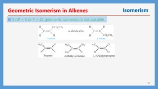 30
Geometric Isomerism in Alkenes Isomerism
B) If (W = X or Y = Z), geometric isomerism is not possible.
 