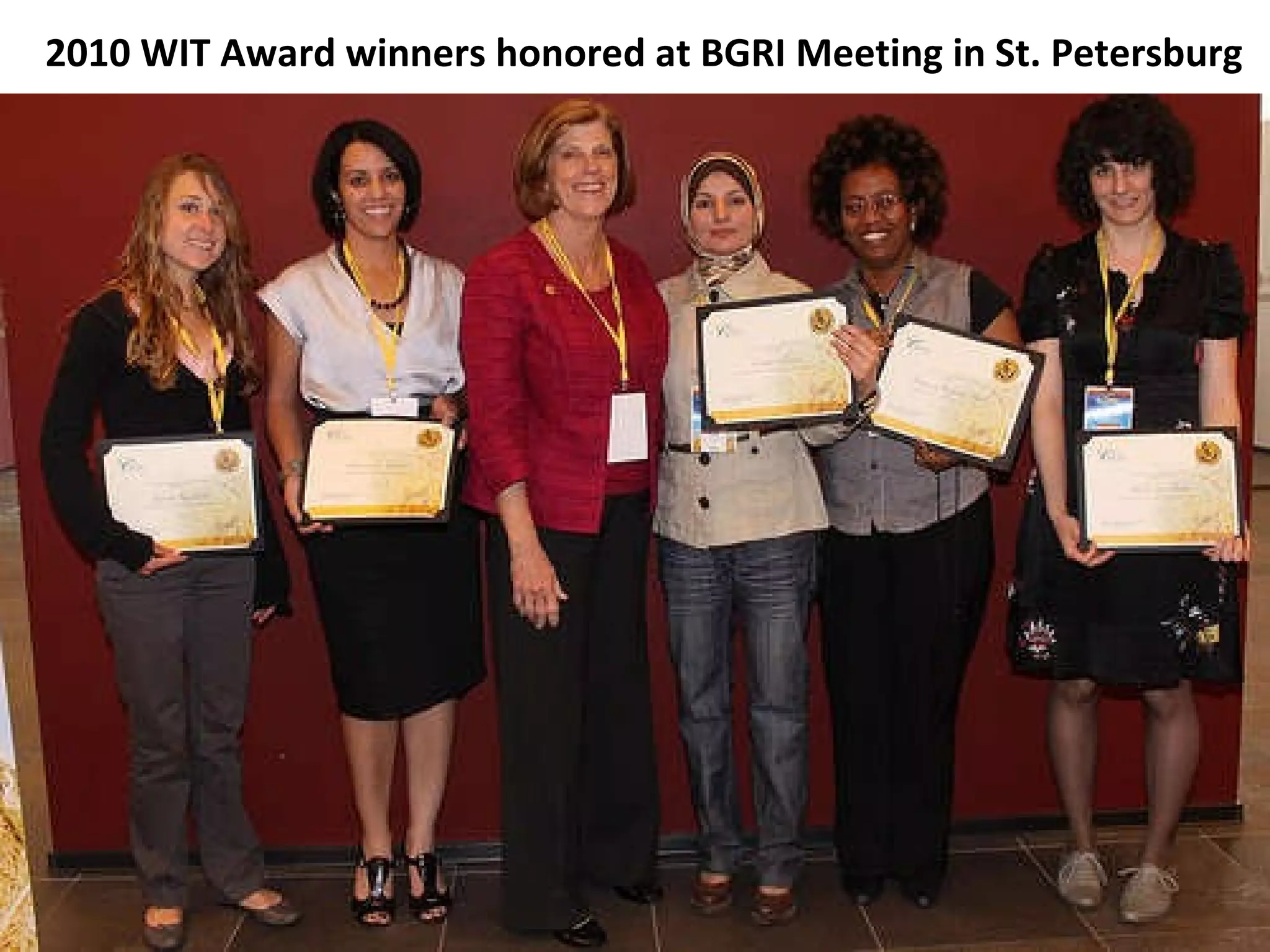 2010 WIT Award winners honored at BGRI Meeting in St. Petersburg  
