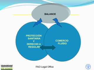 FAO Legal Office
PROTECCIÓN
SANITARIA
Y
DERECHO A
REGULAR
COMERCIO
FLUÍDO
BALANCE
 