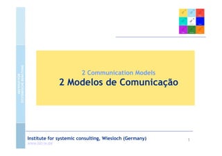 2 Communication Models
               2 Modelos de Comunicação




Institute for systemic consulting, Wiesloch (Germany)   1
www.isb-w.de
 