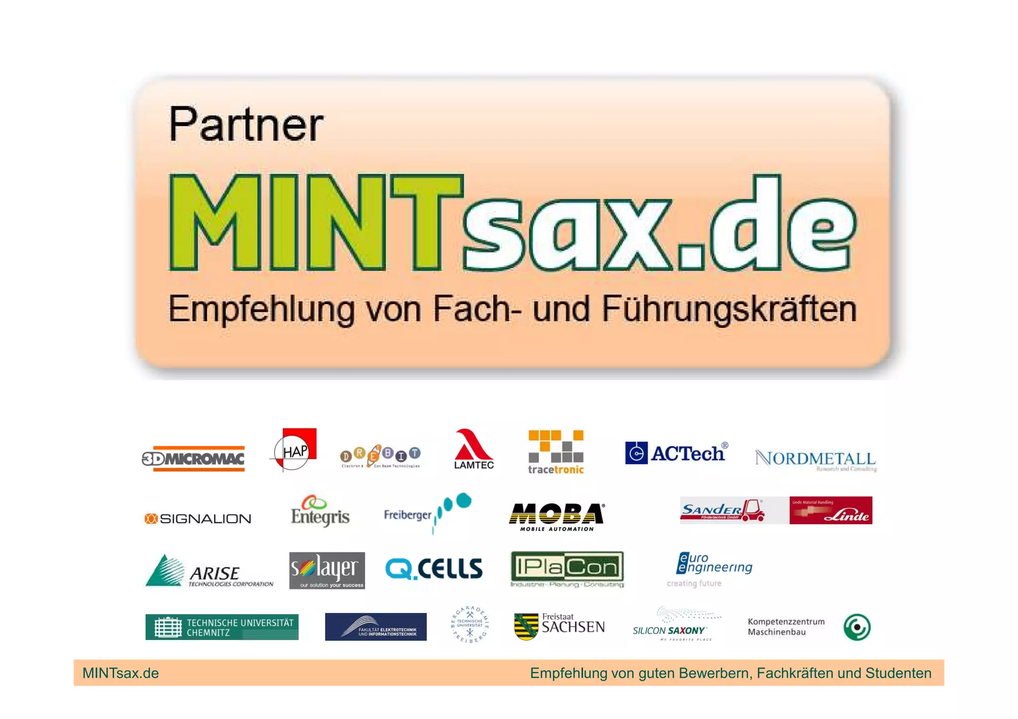 MINTsax.de   Empfehlung von guten Bewerbern, Fachkräften und Studenten
 