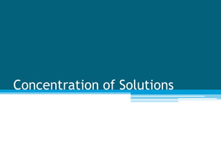 Concentration of Solutions
 