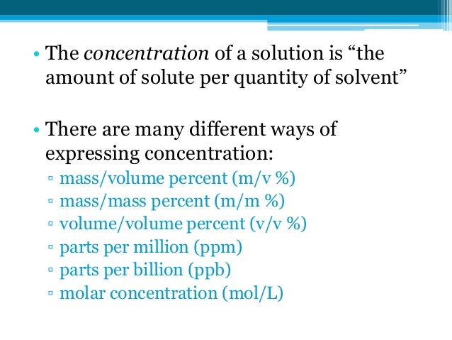 2 concentration of solutions concentration of solutions