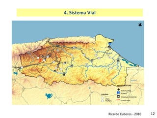 12
4. Sistema Vial
Ricardo Cuberos - 2010
n£ TERMINAL TERRESTRE
n| PUERTO
o AEROPUERTO
TIPO
infraestructura
£¤ TRONCAL
!( LOCAL
TIPO
TIPOS_VIAS
TRONCAL
LOCAL
VIALIDAD
FERROCARRIL
TERMINAL TERRESTRE
PUERTO
AEROPUERTO
n£ TERMINAL TERRESTRE
n| PUERTO
o AEROPUERTO
TIPO
infraestructura
£¤ TRONCAL
!( LOCAL
TIPO
TIPOS_VIAS
INFRAESTRUCTURA
 