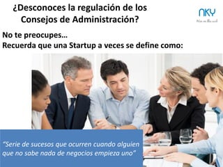 29
¿Necesidad
consejo?
Pensamiento Anterior
al Consejo
Consejo Adm/
Consejo AsesorDefinición
CEO – StartUp – Consejo Asesor/Administración
StartUps
1
2
3
Indice
Relación
contractual
¿Para qué? ¿Por qué?
¿Dónde lo encuentro?
Consejos
GroupThink Buen Gobierno Normas y LeyesReuniones
Regulación
Funciones
Estructura
 
