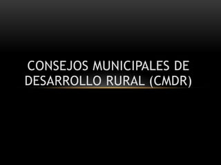 ConsejosMunicipales de Desarrollo Rural (CMDR) 