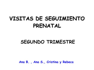VISITAS DE SEGUIMIENTO PRENATAL SEGUNDO TRIMESTRE Ana B. , Ana S., Cristina y Rebeca 