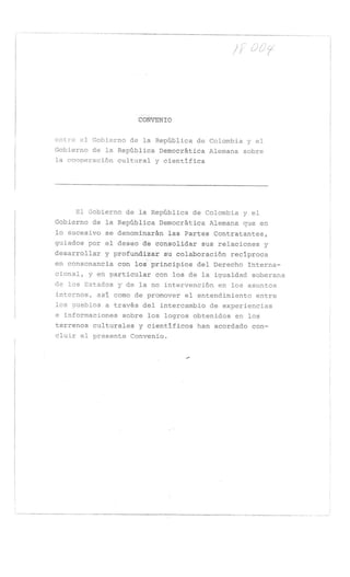Convenio de Cooperacion Cultural y Cientifica con Alemania 1976