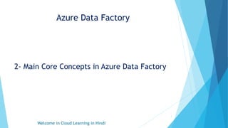 Azure Data Factory
2- Main Core Concepts in Azure Data Factory
Welcome in Cloud Learning in Hindi
1
 