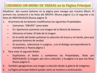 CAMBIANDO EL COLOR DE FONDO DE LA PÁGINASeleccione Propiedades de la Página desde el menú Página.Aparecerá el diálogo:  Propiedades de la Página.Haga clic sobre la pequeña flecha que se encuentra al lado de la opción: Color Sólido bajo: Fondo de la Página.Aparecerá el Selector de Color.Elija un color de la paleta, preferentemente uno claroHaga clic sobre el botón Aceptar del selector de color.Asegúrese de borrar la marca en la opción: Mostrar Objetos de la Página Maestra. Haga clic sobre el botón Aceptar.