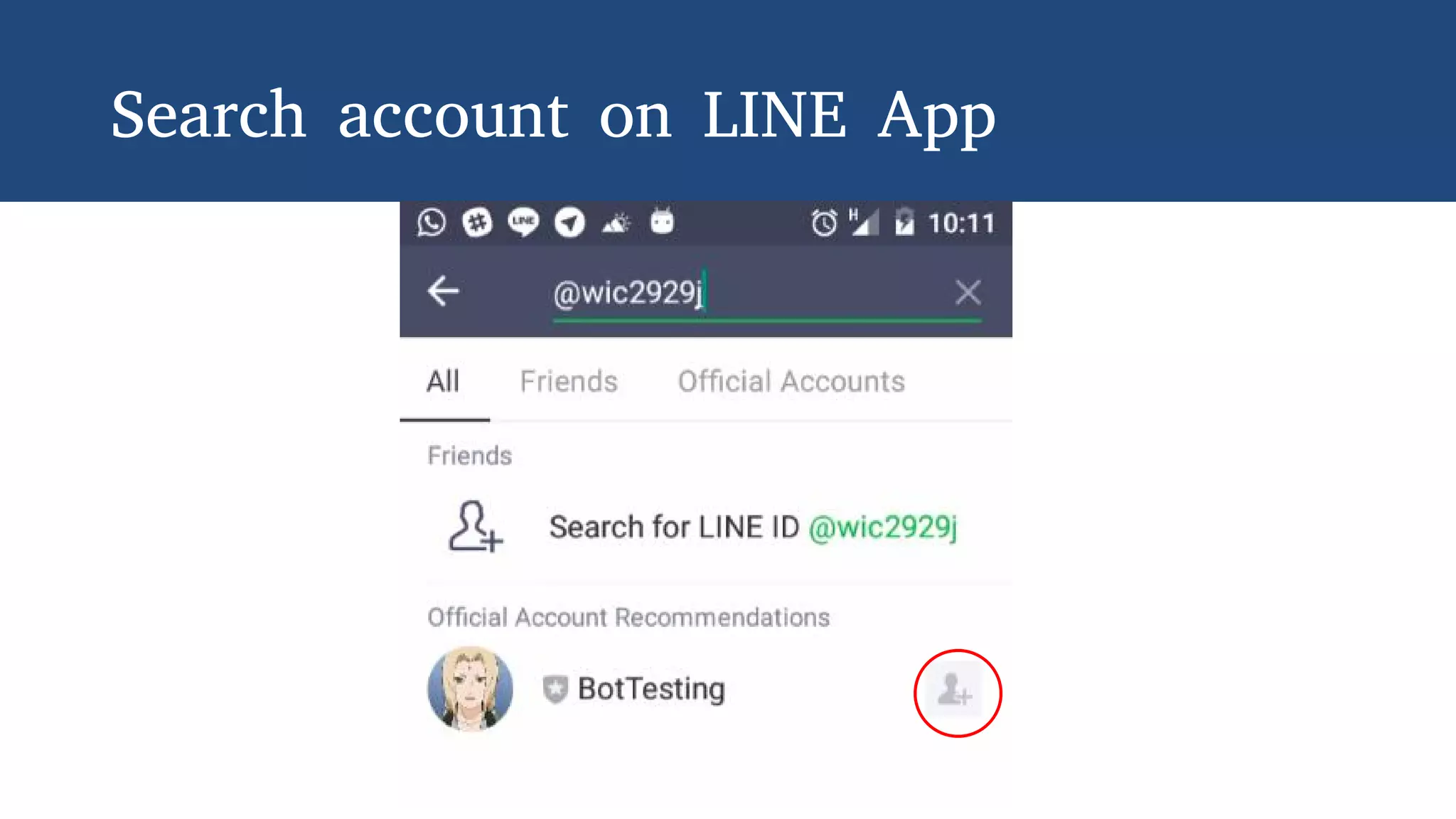 Search account on LINE App
 