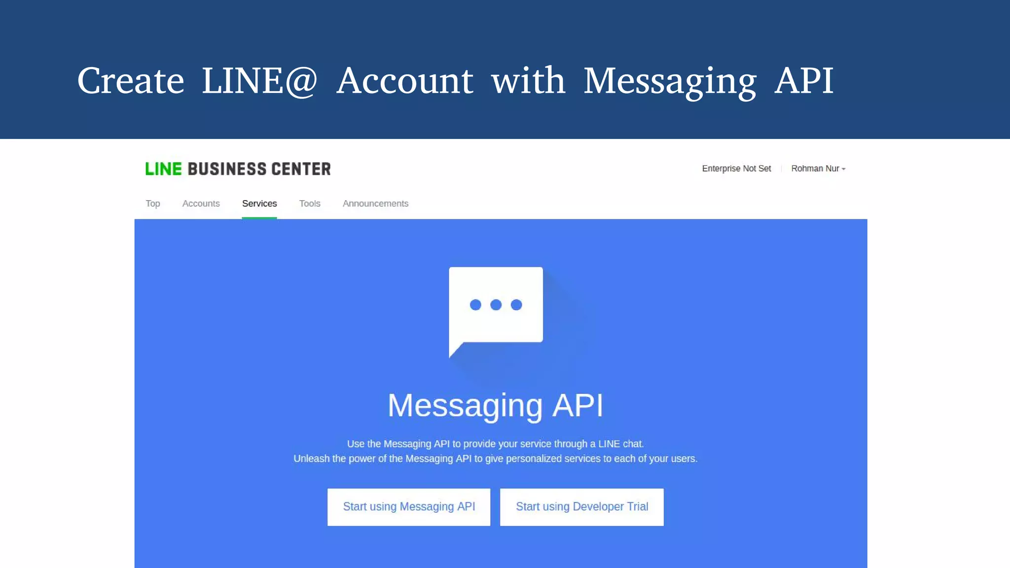 Create LINE@ Account with Messaging API
 